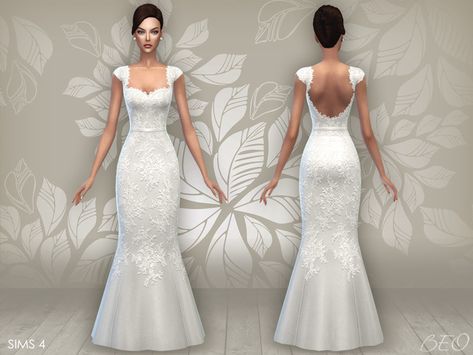 Wedding dress 06 (S4) DOWNLOAD Sims 4 Wedding Dress Cc, Sims 4 Wedding Dress, Sims 4 Tsr, Sims 4 Cas Mods, The Sims 4 Pc, Pelo Sims, Sims 4 Mm Cc, Sims 4 Dresses, Sims 4 Characters