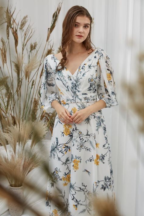 Midi Pattern Dress, Wedding Guest Dress Short Sleeve, Tea Length Formal Dresses, Midi Gowns, Cocktail Casual, Midi Skater Dress, Frock For Women, Mother Bride, Floral Pattern Dress