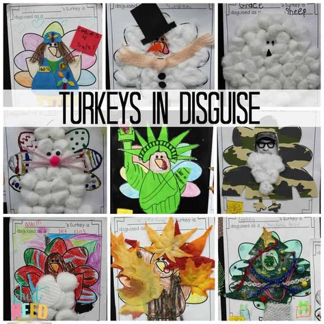 I love sending home a Turkeys in Disguise project for November. This fun packet includes everything you need to do the Turkey in Disguise Project in your own classroom. This blog post and packet includes a turkey in disguise template, project ideas, examples, and more! #turkeyindisguise Kids Thanksgiving Art Projects, Turkey In Disguise Project Ideas, Thanksgiving Art Projects, Turkey In Disguise, Disguise A Turkey, Paper Turkey, Turkey Activity, Turkey Disguise Project, Turkey Project