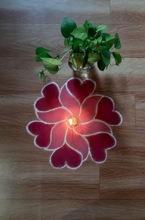 Small Rangoli Design For Daily Flowers, Rangoli Small Easy, Lotus Flower Rangoli, Small Free Hand Rangoli, Lotus Rangoli, Easy Rangoli Designs Videos, Very Easy Rangoli Designs, Lotus Flower Mandala, Rangoli Designs Simple Diwali