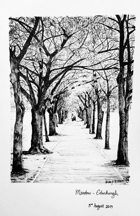 Edinburgh Sketch, Edinburgh Drawing, Landscape Pencil Drawings, Edinburgh Uk, Pen Art Drawings, Landscape Sketch, Story Setting, Tree Photography, Sketch Ideas