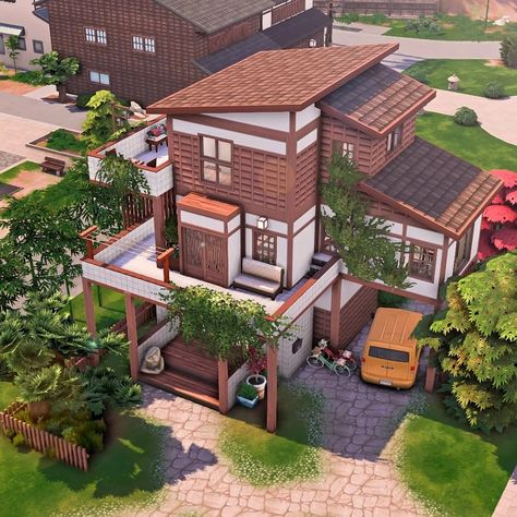 Mt Komorebi, Anime Houses, Sims Freeplay Houses, Sims 4 House Building, Sims 4 House Design, Casas The Sims 4, Sims Building, Sims House Plans, Family Of 3