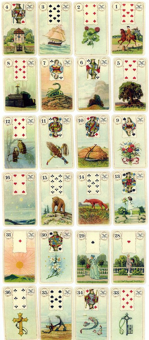 Fortune Telling Cards Printable, Lenormand Cards Decks, Zener Cards, Diy Tarot Cards, Vintage Tarot Cards, Lenormand Cards, Tarot Cards For Beginners, Vintage Tarot, Fortune Telling Cards