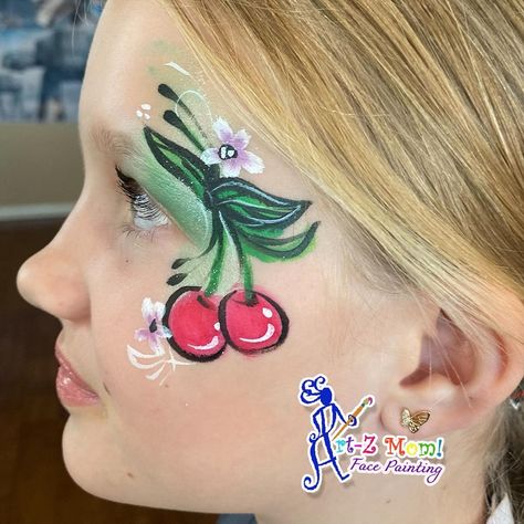 Cherry Face Paint, Fruit Face Paint, Strawberry Face Paint, Grape Festival, Eye Face Painting, Festival Face Paint, Festival Face, Face Painting Easy, Kids Face Paint