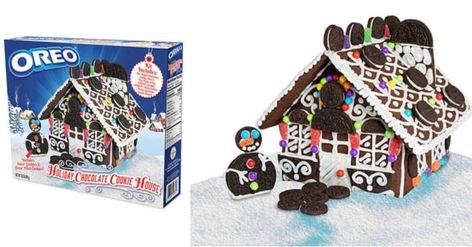 Oreo Gingerbread House, Cookie Gingerbread House, Cookie Houses, Butter Biscuits Recipe, Cookie Gingerbread, Gingerbread House Kits, Holiday Chocolate, Cookie House, Diy Treats