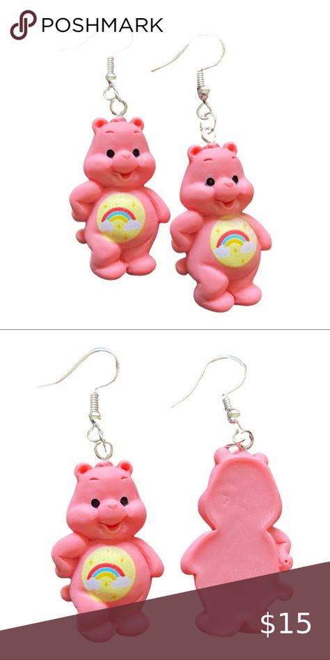 Resin Pink Rainbow Care Bear Earrings Rainbow Care Bear, Bear Earrings, Pink Rainbow, Care Bear, Shop Earrings, The Social, Product Launch, Fashion Home Decor, Fashion Home