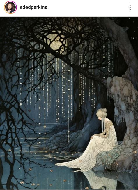 Dark Fairytale Art, Midnight Summer Dream, Art Nouveau Illustration, Postal Vintage, Dark And Moody, Fairytale Illustration, Fairytale Art, Hayao Miyazaki, 판타지 아트