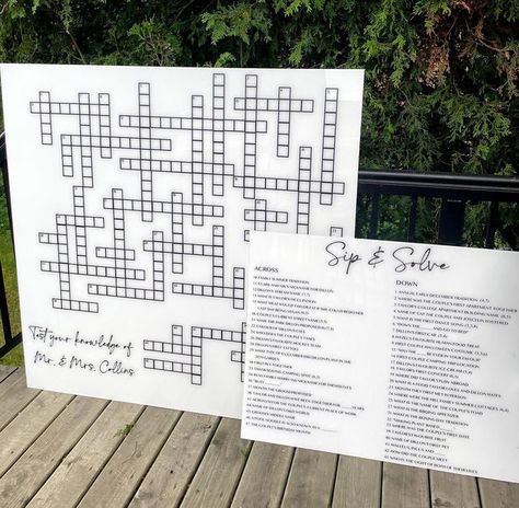 Wedding Crossword Puzzle Questions, Sip And Solve Wedding Crossword, Drinks In Hand, Diy Bridal Shower Games, Sip And Solve, Wedding Crossword Puzzle, Wedding Puzzle, Bridal Shower Diy, Sign Making