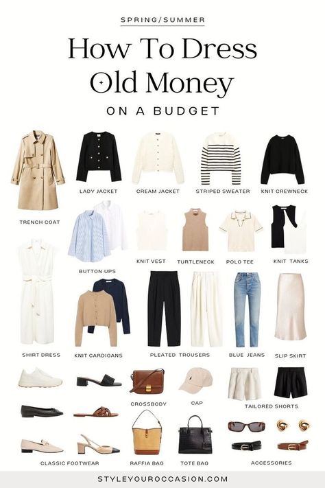 How to Dress Quiet Luxury (on a Budget): 15+ Chic Old Money Outfits on a Budget. Dress in classic and sophisticated old money outfits on a budget! Explore our affordable selection for old money style on a budget in our quiet luxury capsule wardrobe for spring and summer 2024. Find quiet luxury outfits and over 15 chic outfit ideas for spring and summer. Old Money Mum Outfit, How To Build An Old Money Wardrobe, Luxury Look Outfit Woman, Quiet Luxury Fashion Petite, Mid Size Old Money Outfits, Old Money Mom Outfits, Old Money Midsize, Quiet Luxury Capsule Wardrobe, Nancy Meyers Aesthetic Outfits