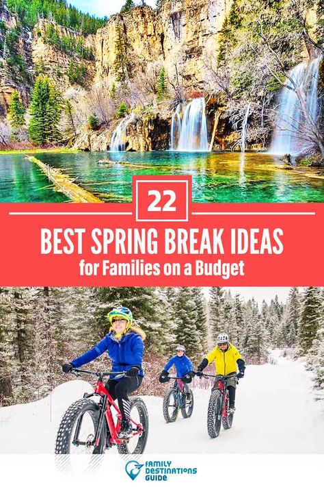 22 Spring Break Ideas for Families on a Budget - Kid Friendly! Spring Break Kids Ideas, Best Family Spring Break Vacations, Budget Friendly Family Vacations, Cheap Spring Break Destinations, Best Spring Break Vacations With Kids, Spring Break Trips For Families, Spring Break Vacations With Kids, Spring Break Family Vacations, Spring Break Colorado