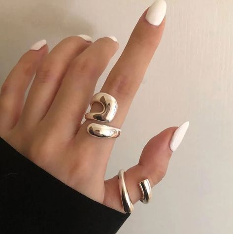 Gold Rings Simple, Sterling Silver Rings Set, Silver Ring Set, Trendy Ring, Thumb Ring, Geometric Ring, Chunky Rings, Estilo Punk, Modern Ring