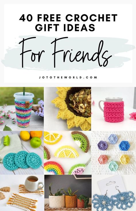 Here you will find the best crochet gift ideas for friends with this collection of free crochet patterns. They include quick and easy crochet patterns to make fun DIY crochet gifts for men and women. You can even find crochet projects for beginners with simple stitches. Use these crochet projects to make presents for your friends on Christmas or other days. Find crochet gift ideas for your friends that are a or teachers too. Crochet Items For Gifts, Money Making Crochet Projects, Small Crocheted Gifts Ideas, Easy Quick Crochet Projects Christmas Gifts, Crochet Gifts Ideas For Women, Crochet Gifts For Classmates, Crochet Gifts For Office, Free Crochet Patterns For Household Items, Sister Crochet Ideas