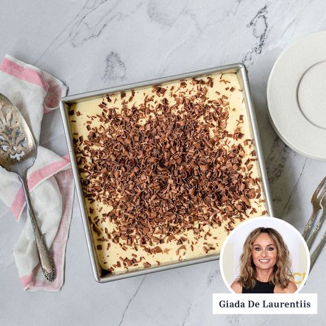 Tiramisu Recipe Giada, Giada De Laurentiis Recipes, Easy Tiramisu Recipe, Make Ahead Desserts, Tiramisu Recipe, Giada De Laurentiis, Warm Chocolate, Chocolate Shavings, Italian Desserts