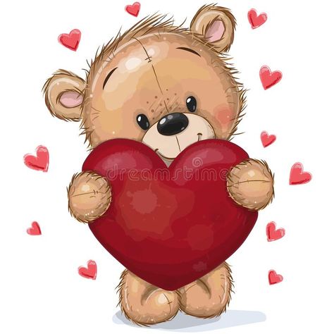 Teddy Bear with heart on a hearts background. Cute Cartoon Teddy Bear with heart on a hearts background vector illustration Teddy Bear Quotes, Teddy Bear Drawing, Teddy Bear With Heart, Bear With Heart, Hearts Background, Teddy Bear Pictures, Bear Drawing, Teddy Bear Girl, Bear Girl