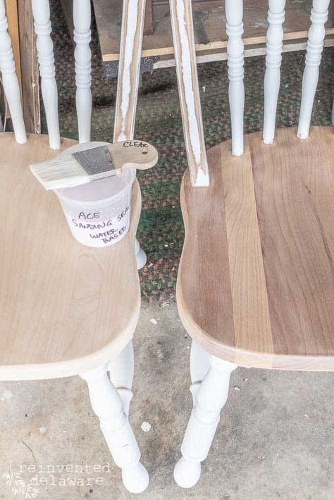 How to Strip Paint on Dining Chairs Redoing Kitchen Chairs, Repaint Dining Chairs, Refinishing Dining Chairs, Refinish Dining Chairs, How To Restain Wood, How To Strip Paint, Wood Kitchen Chair, Painted Wood Chairs, Ornate Chairs