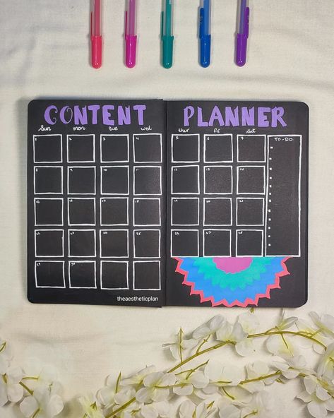 Content planner spread of my september journal 💫💖 Here’s my september content planner spread, designed to keep me organized and on track throughout the month! I used a simple box-style calendar layout with space for my to-dos. To keep the festive vibe alive, I added a touch of creativity with a half-rangoli illustration and colorful accents. 🌸🗓️ This spread helps me map out all my posts and videos, ensuring I stay productive while enjoying the festive season! How are you planning your jour... Calendar Layout, Planner Setup, Content Planner, Planner Spread, Accent Colors, Festival Season, Layout, Map, How To Plan