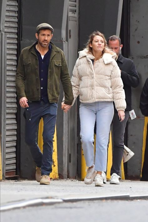 Corduroy Puffer Jacket Outfit, Max Mara Teddy Coat, Blake Lively Ryan Reynolds, Corduroy Puffer Jacket, Corduroy Puffer, Puffer Jacket Outfit, Navy Chinos, Outerwear Trends, Olive Jacket