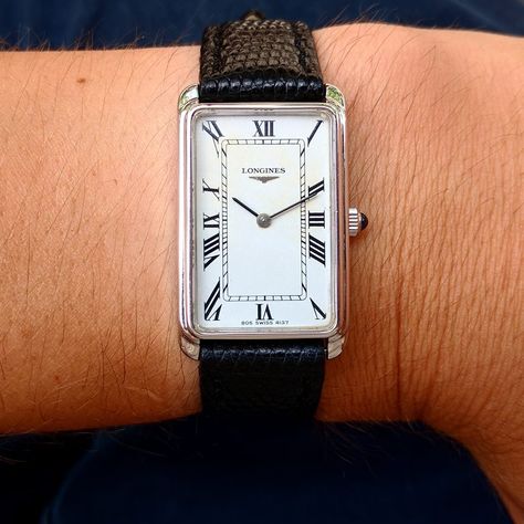 Rectangle Longines silver case watch Bit of a Cartier Tank look Sized for men and women Tank Watch, Longines Watch, Cartier Tank, Square Watch, Cartier, Time Piece, Men And Women, For Men, Lifestyle