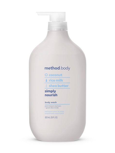 Method Body Wash, Simply Nourish, Paraben and Phthalate Free, Biodegradable Formula, 28 oz (Pack of 1) Method Body Wash, No Bad Vibes, Rice Milk, Bad Vibes, Coconut Rice, Purple Shampoo, Exfoliate Face, Body Exfoliator, Body Soap