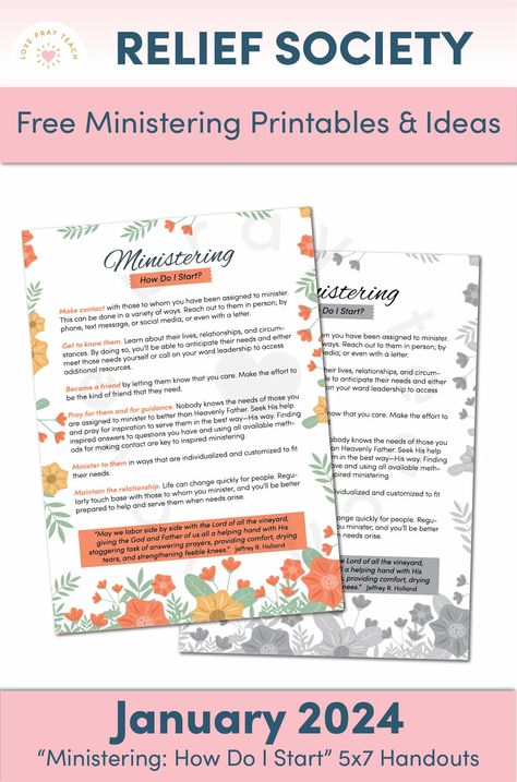 January 2024 Ministering- How Do I Start? Ministering Sisters Handouts, Relief Society Ministering Activity, January Ministering Ideas 2024, Ministering Handouts Printable, Relief Society Ministering Interviews, Relief Society Ministering Handouts, Relief Society Ministering Ideas, Lds Relief Society Lesson Helps, Ministering Interview Ideas