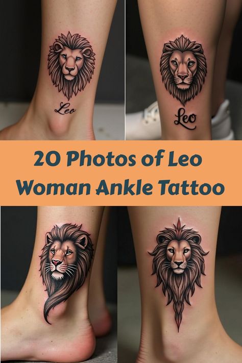 20 Photos of Leo Woman Ankle Tattoo Lion Tattoo For Women On Back, Woman Ankle Tattoo, Ankle Tattoo Ideas, Women's Shoulder Tattoo, Leo Personality, Celestial Symbols, Leo Symbol, Leo Woman, Rib Tattoos For Women