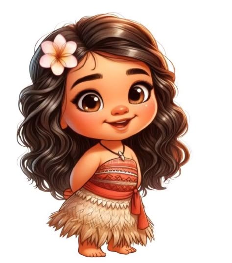 Moana Drawing, Disney Moana Art, Baby Disney Characters, Disney Princess Babies, Disney Cuties, Hair Clipart, Princess Moana, Disney Cartoon Characters, Disney Princess Images