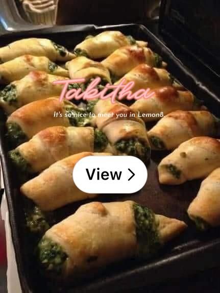 Lemon8 · SPINACH FETA STUFFED CRESCENTS😋😍 · @Tabitha Oysters Rockefeller, Spinach Feta, Spinach And Feta, Crescent Rolls, Mozzarella Cheese, Feta Cheese, Mozzarella, Feta, Crescent