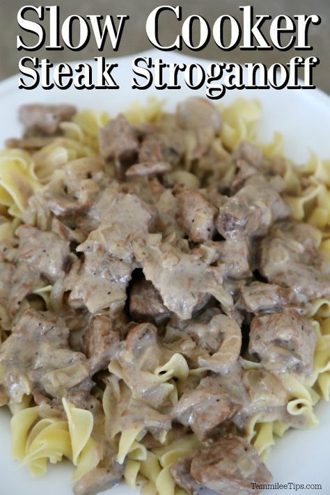 Steak Stroganoff, Beef Stroganoff Crockpot, Dinner Ingredients, Creamed Beef, Slow Cooker Beef Stroganoff, Stroganoff Recipe, Crockpot Beef, Crock Pot Slow Cooker, Beef Stroganoff