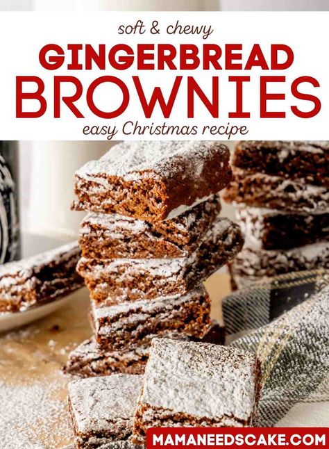 Holiday Brownies Christmas, Holiday Brownie Recipes, Gingerbread Desserts, Gingerbread Brownies, Christmas Brownie, Holidays Treats, Holiday Brownies, Instant Pot Air Fryer, Fun Hacks