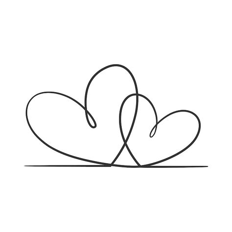 Heart Line Art Simple, One Line Drawing Heart, Simple One Line Drawings, One Line Art Easy, Heart Line Drawing, Love Heart Drawing, Heart Line Art, Love Line Art, Heart Line