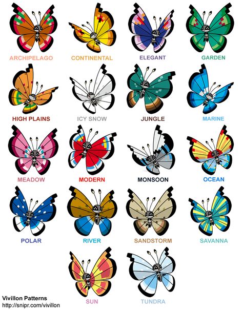 Vivillon Pokemon Design, Pokemon Variations, Pokemon Names, Pokemon X And Y, Pokemon Official, Pokemon Fusion Art, Mega Pokemon, Pokemon Breeds, Gameboy Color