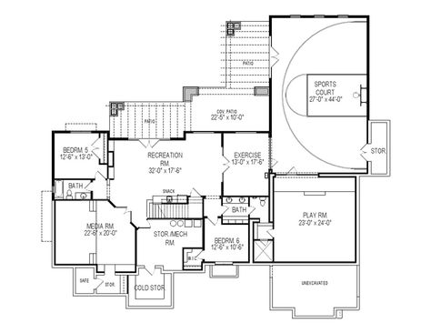 Plan #920-24 - Houseplans.com Court Architecture, Craftsman Floor Plans, Home Basketball Court, Kitchen Arrangement, Basketball Tricks, Indoor Basketball Court, Indoor Basketball, Craftsman Style House, Home Gym Design