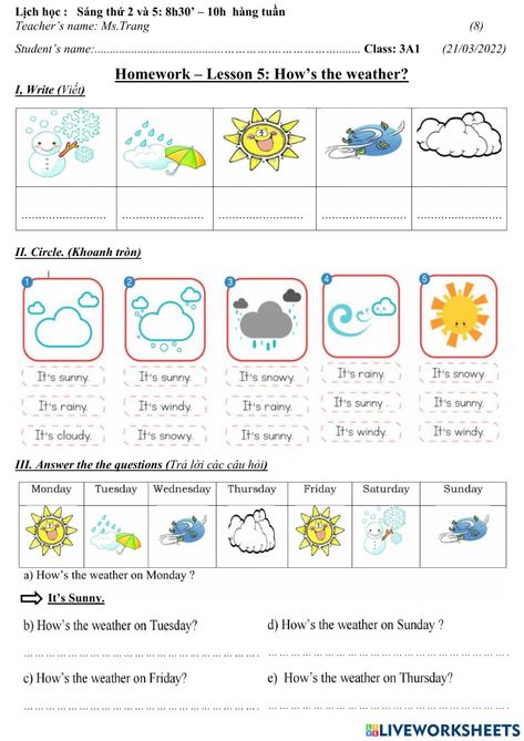 What Is The Weather Like Today, Weather For Kids, Weather Like Today, Teaching Weather, Seasons Worksheets, Weather Worksheets, Sentence Construction, Sentence Activities, Adjective Worksheet