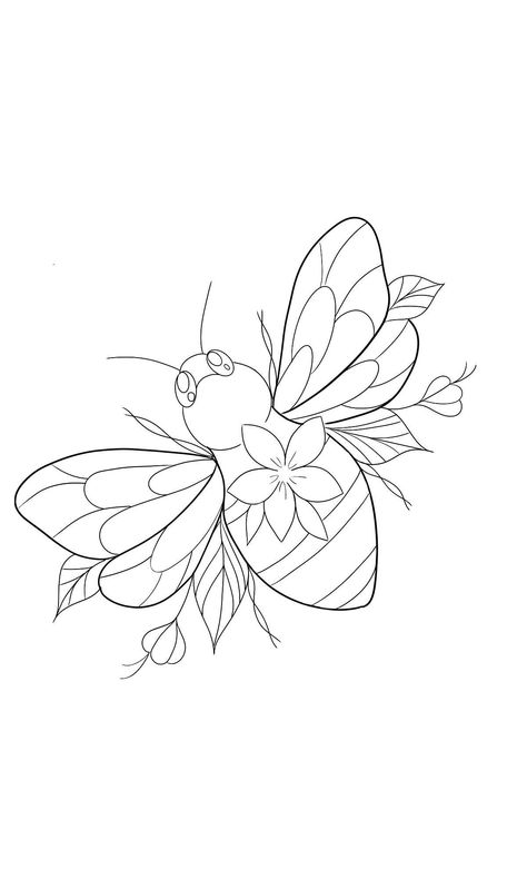 Floral Bumblebee Tattoo, Bee Line Drawing, Traditional Tattoo Designs, Armband Tattoos, Bee Drawing, Animal Stencil, Flash Tattoo Designs, Tattoo Stencil Outline, Tattoo Design Book