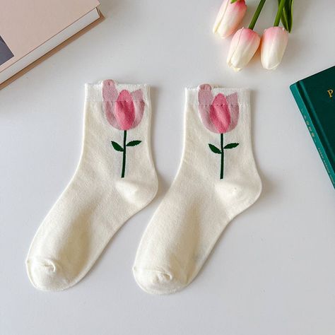 Flower Candy, Sock Designs, Kawaii Socks, Heated Socks, Flower Socks, Cartoon Flower, Vintage Socks, Floral Socks, Ruffled Socks