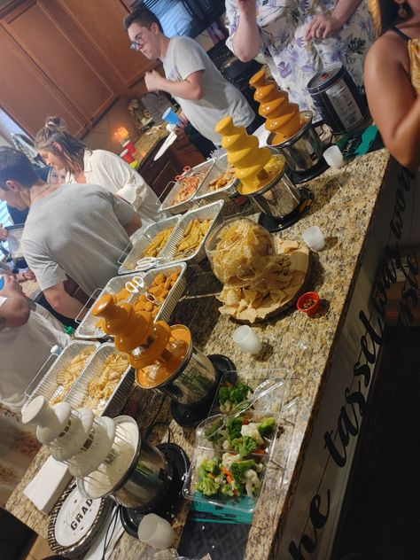 Ranch, sriracha ranch, queso and chick-fil-a sauce fountains! Ranch Fountain Wedding, Ranch Fountain, Sriracha Ranch, Chick Fil A Sauce, Chick Fil A, Wedding Catering, Grad Party, Grad Parties, Sriracha