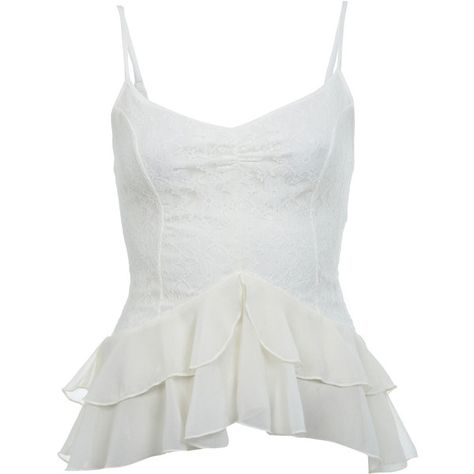 Miss Selfridge Lace Ruffle Tier Cami Top (69 BRL) ❤ liked on Polyvore featuring tops, shirts, tank tops, blusas, cream, lace camisole tops, cami tank tops, cream lace shirt, ruffle shirt and lace camisole Cream Lace Shirt, Lace Camisole Top, Cream Lace Top, Ruffle Tank Top, Lace Cami Top, Lace Camisole, Lace Cami, Pink Outfits, Cream Lace