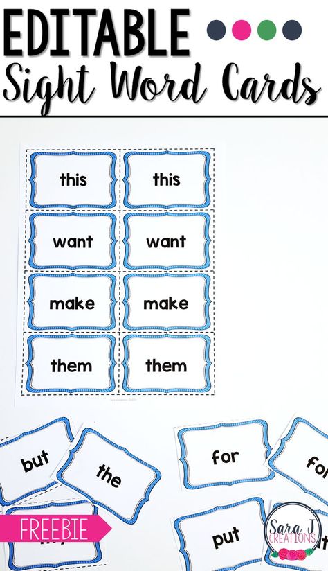 Free editable sight word cards make games like memory and go fish easier to play, personalize and differentiate. Grab your set now! #free #sightwords #literacy #wordwork Sight Word Flashcards Printable Free Editable, Sight Word Card Games, Editable Flashcard Template Free, Editable Sight Word Worksheets Free, Flashcard Template, Instructional Assistant, Science Kindergarten, Editable Sight Word Games, Flash Card Template