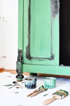 DIY a Narnia-worthy closet this weekend. Project from Annie Sloan | Home of Chalk Paint. Distress Wood, Antibes Green, Green Painted Furniture, Restored Furniture, Antique Furniture For Sale, Paint Techniques, Chippy Paint, Green Power, Distressed Furniture