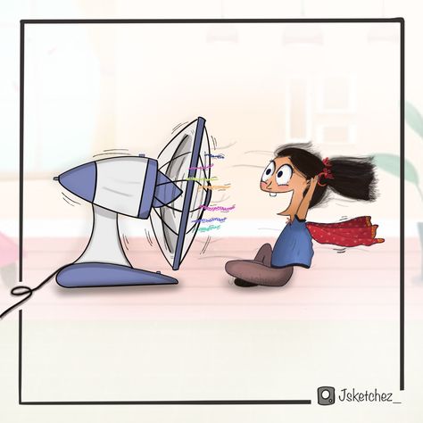 Table Fan Illustration, Table Fan Drawing, Sitting In Front Of Fan, Fan Illustration, Fan Drawing, Sketches Pencil, Paint Inspiration, Boy Drawing, Art Drawings Sketches Pencil