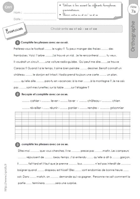 cm1: EXERCICES homophones ou-où se-ce French Lessons, Exo, Education, Quick Saves