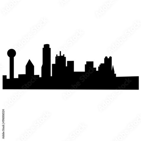 Stock Image: black dallas skyline silhouette outline on white background Silhouette Outline, Dallas Skyline, Skyline Silhouette, City Art, Adobe Stock, Dallas, White Background, Stock Vector, Stock Images