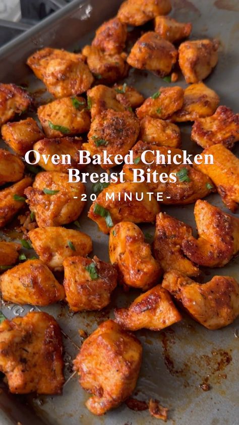 Oven-Baked Chicken Breast Bites with Spiced Honey Glaze Canned Chicken Meal Prep, Health Dinner Recipes For Family, Easy Monday Night Dinner, Best Baked Chicken Breast, Chicken Breast Recipes Oven, Chicken Breast Meal Prep, Meals With Chicken Breast, Mashed Potatoes And Green Beans, Monday Night Dinner