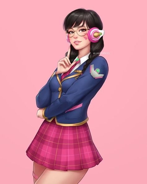 Academy Dva, Dva Art, D.va Art, Mercy And Pharah, D.va Overwatch, Jill Valentine, Cartoon Girl Drawing, Nerd Girl, Art Academy