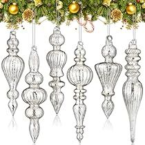 Christmas Finials, Mercury Glass Decor, Finial Ornaments, Glass Finial, Glass Christmas Balls, Gold Christmas Ornaments, Mercury Glass Christmas Ornaments, Mercury Glass Christmas, Mercury Glass Ornaments