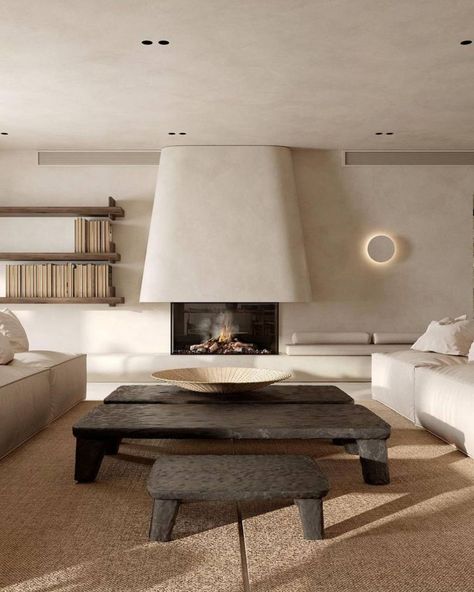 Wabi Sabi Furniture, Wabi Sabi Living Room, Spain Pictures, Minimalistic Living Room, Small Country Homes, Interiors Magazine, Home Fireplace, Minimalist Interior Design, Deco Furniture