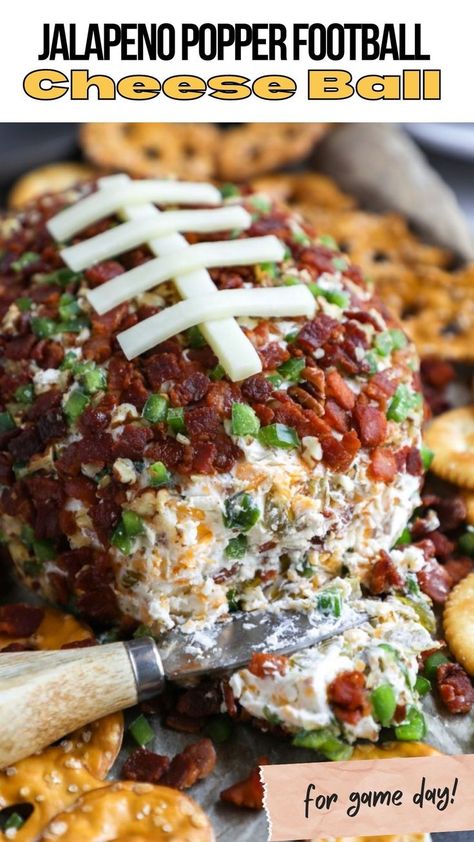 Football Cheese Ball, Easy Super Bowl, Football Party Foods, Cheese Cheddar, Jalapeño Poppers, Bowl Party Food, Football Snacks, Football Party Food, Tailgating Recipes