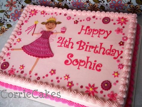 Unicorn Theme Cake, Pinkalicious Birthday Party, Walmart Bakery, Pinkalicious Party, Marshmallow Fondant, Happy 4th Birthday, Unicorn Cake Topper, Sheet Cakes, Fairy Birthday Party