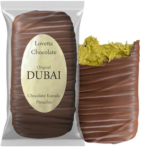 Lovetta Dubai Milk Chocolate Bar Pistachio Knafeh - Luxury Rich Chocolate, Individually Wrapped Fresh, Premium Pistachio Cream Katafi Filling (1 Pack) Dubai Chocolate, Pistachio Chocolate, Milk Chocolate Bar, Pistachio Cream, Milk Chocolate, Chocolate Bar, Pistachio, Chocolates, Dubai