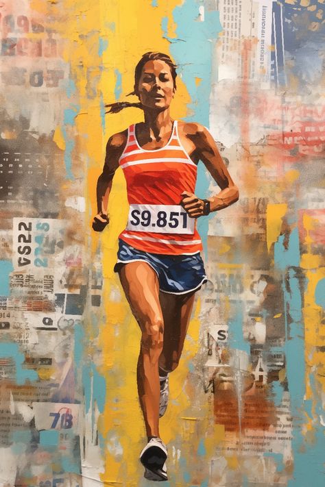 Running Painting Art, Lovely Runner Painting, Marathon Illustration, Running Painting, Marathon Illustration Poster, Race Posters Running, Sports Illustrations Art, Marathon Posters, Navi A Vela